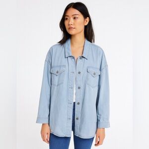 Lane Bryant Womens  Denim Shirt Shacket Jacket Size 16 Blue Casual Button-Down